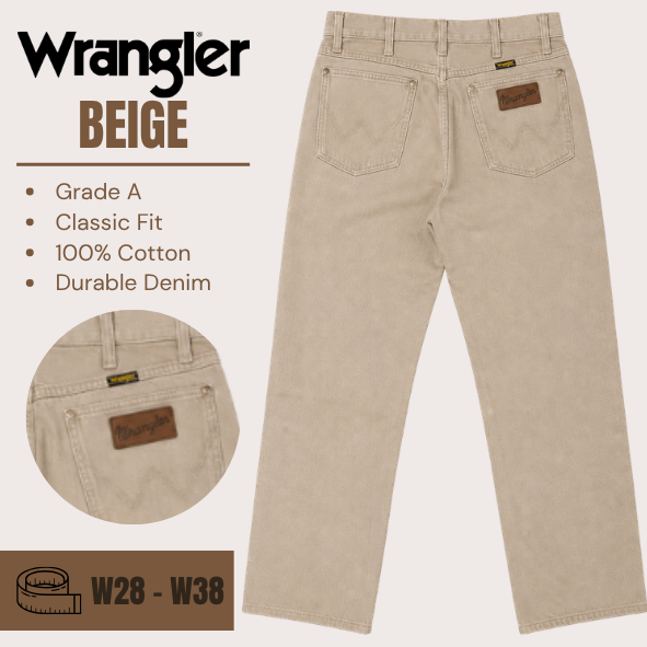 Wrangler jeans relaxed / straight leg - Beige - Grade A - From W28 To W38