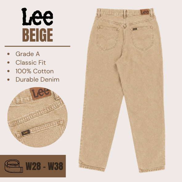Lee jeans relaxed / straight leg - Beige - Grade A - From W28 To W38