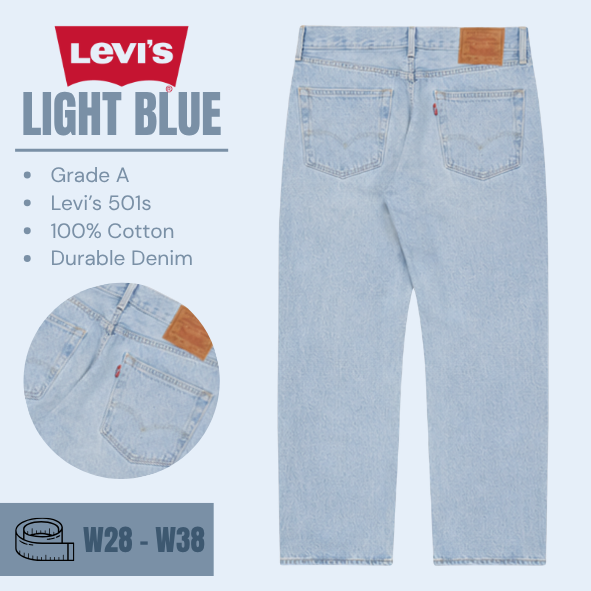 Levi's 501 jeans straight leg - Light Blue - Grade A - From W28 To