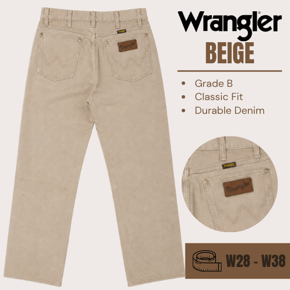 Wrangler jeans relaxed / straight leg - Beige - Grade B - From W28 To W38