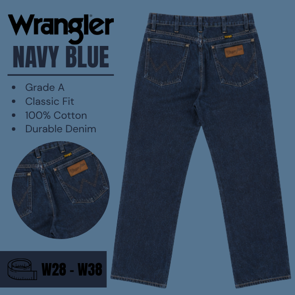 Wrangler jeans relaxed / straight leg - Navy Blue - Grade A - From W28 To W38