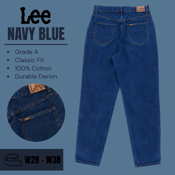Lee jeans relaxed / straight leg - Navy Blue - Grade A - From W28 To W38