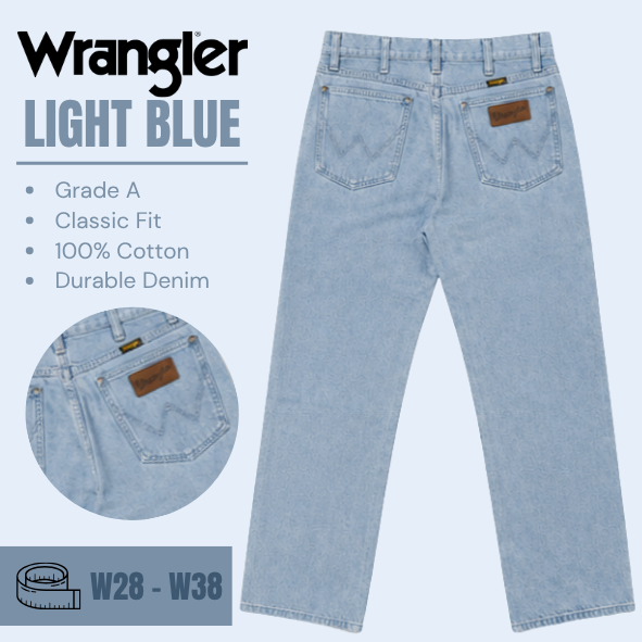 Wrangler jeans relaxed / straight leg - Light Blue - Grade A - From W28 To W38