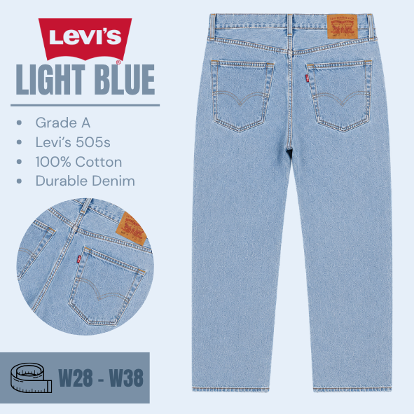 Levi's 505 jeans regular / straight leg - Light Blue - Grade A - From W28 To W38