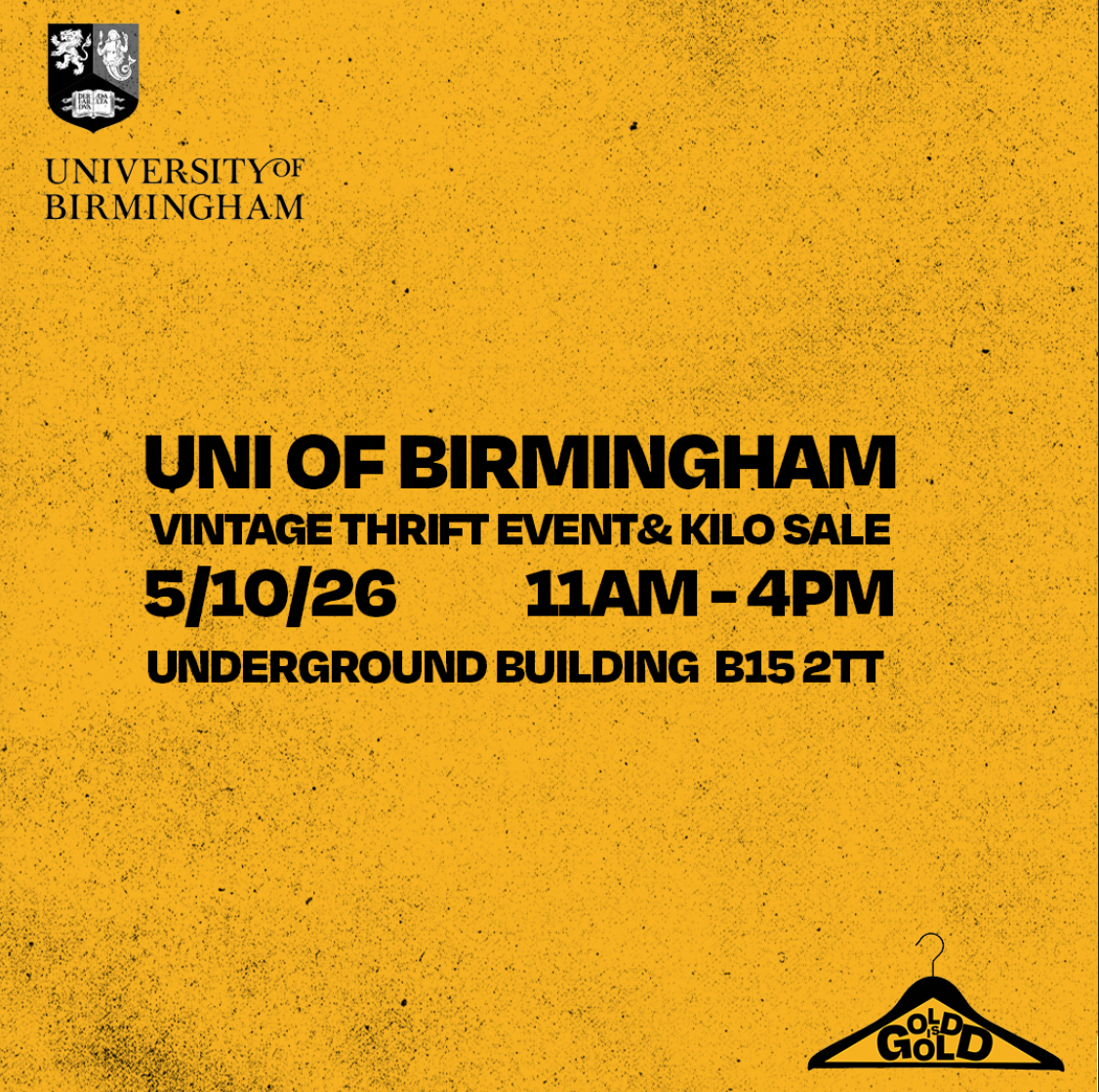 5th October - UNI OF BIRMINGHAM'S BEST Vintage Thrift Event & Kilo Sale
