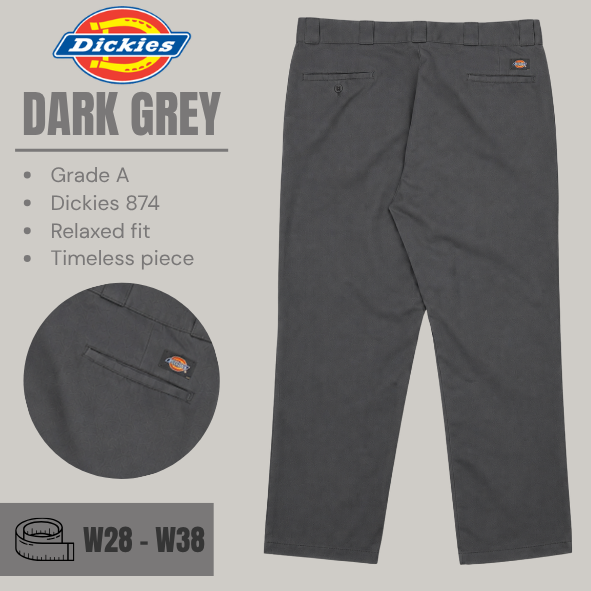 Dickies 874 trousers relaxed fit - Dark Grey - Grade A - From W28 To W38