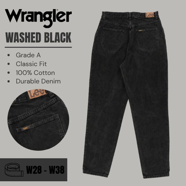 Lee jeans relaxed / straight leg - Washed Black - Grade A - From W28 To W38